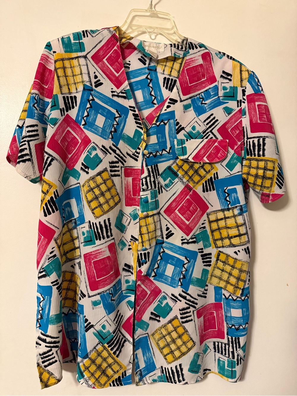 Christie & Jill Short Sleeve Casual Button-Down Shirt - Multicolor Size 1x